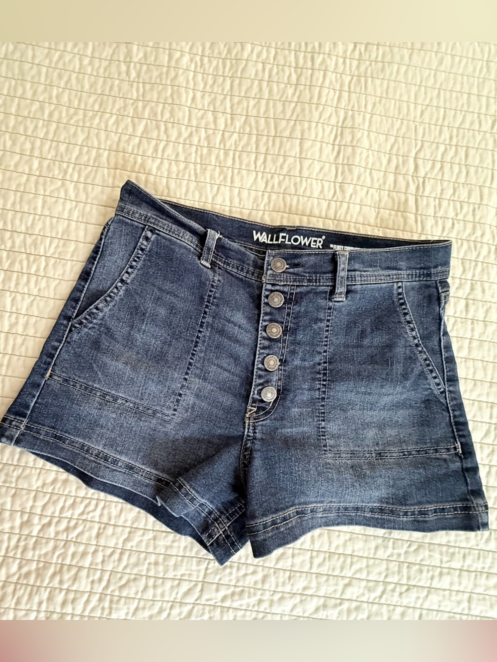 The Flirty Curvy High Rise Dark Wash Denim Shorts